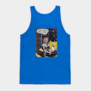 Comic art woman at typewriter Tank Top